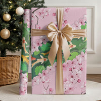 Koi Fish Sakura Japan Wrapping Paper Eternal Flow Cherry Blossom Seigaiha Pattern