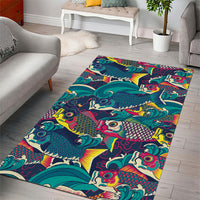 Japan Koinobori Area Rug Japanese Koi Flag Waves Pattern