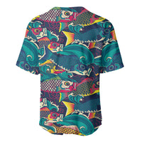 Japan Koinobori Baseball Jersey Japanese Koi Flag Waves Pattern