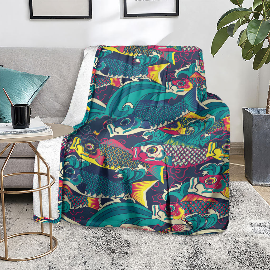 Japan Koinobori Blanket Japanese Koi Flag Waves Pattern