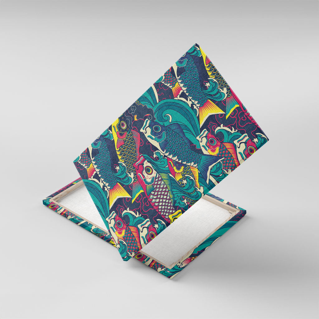 Japan Koinobori Canvas Wall Art Japanese Koi Flag Waves Pattern