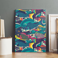 Japan Koinobori Canvas Wall Art Japanese Koi Flag Waves Pattern