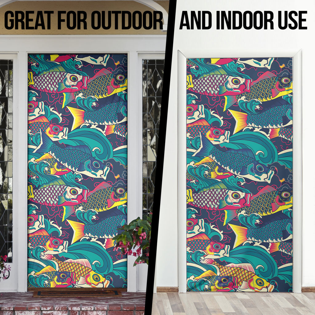 Japan Koinobori Door Cover Japanese Koi Flag Waves Pattern