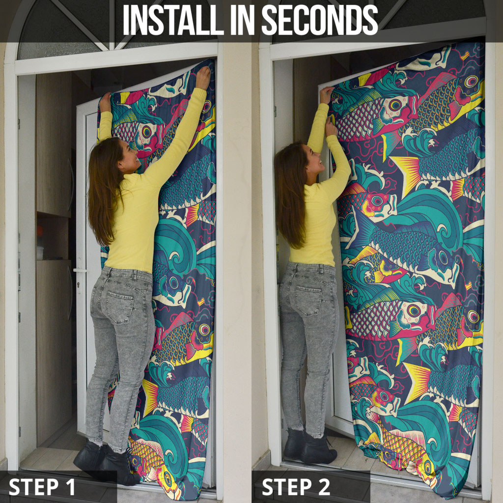 Japan Koinobori Door Cover Japanese Koi Flag Waves Pattern