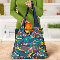 Japan Koinobori Grocery Bag Japanese Koi Flag Waves Pattern