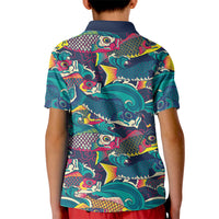 Japan Koinobori Kid Polo Shirt Japanese Koi Flag Waves Pattern