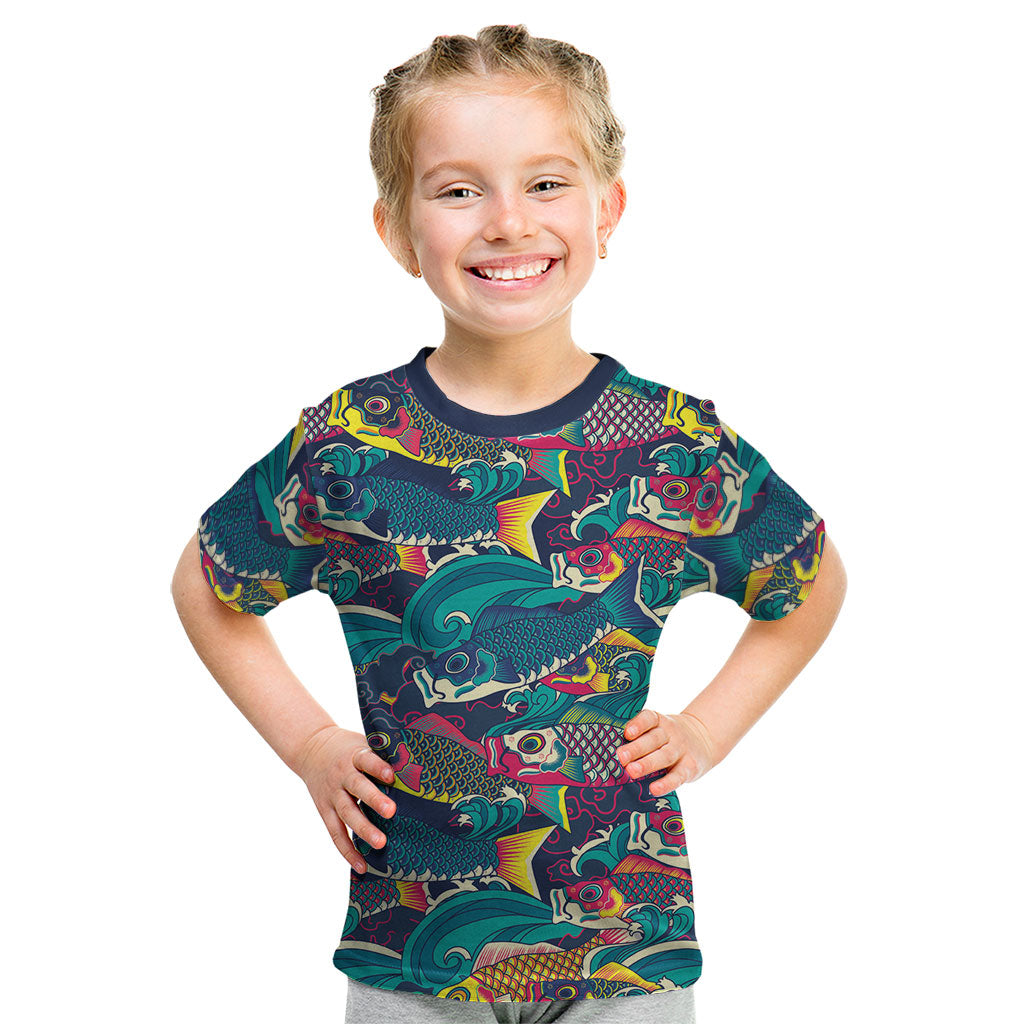 Japan Koinobori Kid T Shirt Japanese Koi Flag Waves Pattern