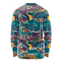 Japan Koinobori Long Sleeve Shirt Japanese Koi Flag Waves Pattern