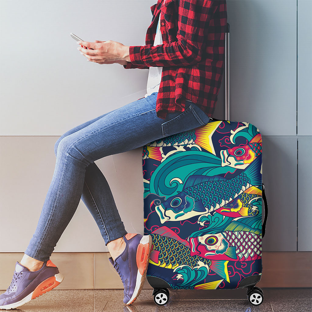 Japan Koinobori Luggage Cover Japanese Koi Flag Waves Pattern