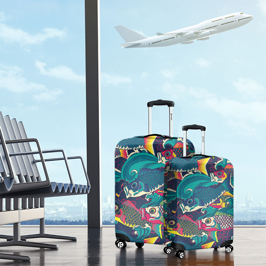Japan Koinobori Luggage Cover Japanese Koi Flag Waves Pattern
