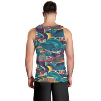 Japan Koinobori Men Tank Top Japanese Koi Flag Waves Pattern