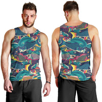 Japan Koinobori Men Tank Top Japanese Koi Flag Waves Pattern
