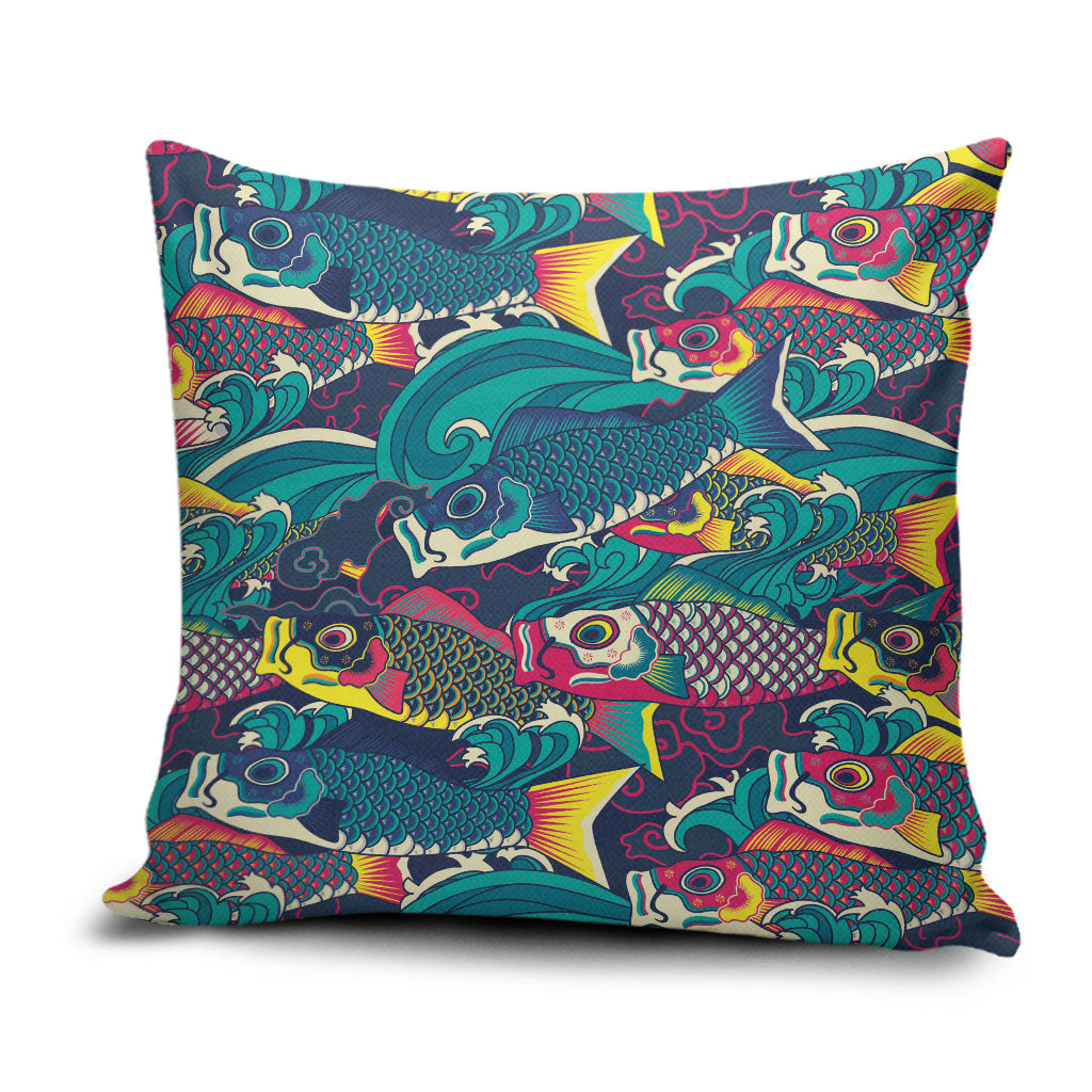 Japan Koinobori Pillow Cover Japanese Koi Flag Waves Pattern