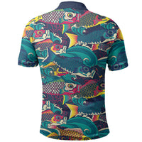 Japan Koinobori Polo Shirt Japanese Koi Flag Waves Pattern