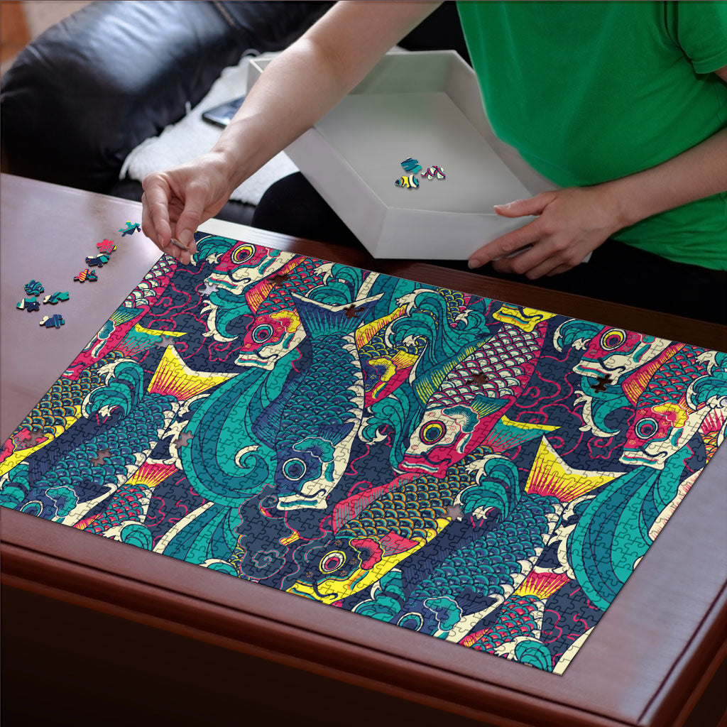 Japan Koinobori Puzzle Japanese Koi Flag Waves Pattern