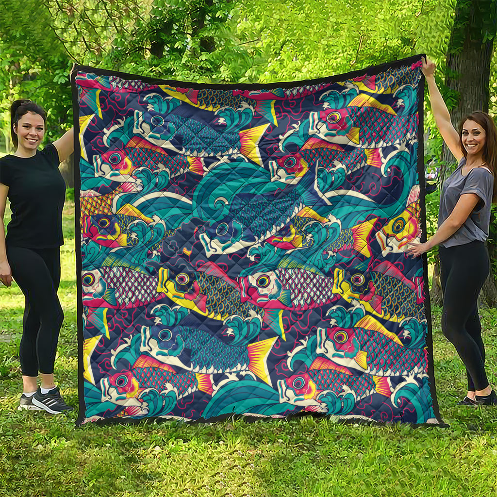 Japan Koinobori Quilt Japanese Koi Flag Waves Pattern