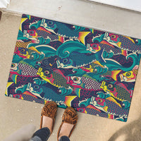 Japan Koinobori Rubber Doormat Japanese Koi Flag Waves Pattern