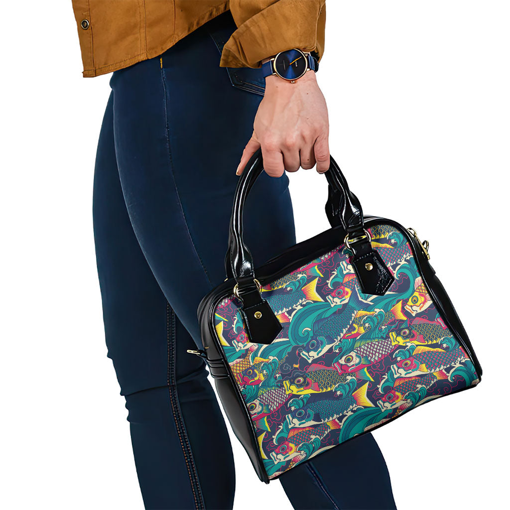 Japan Koinobori Shoulder Handbag Japanese Koi Flag Waves Pattern