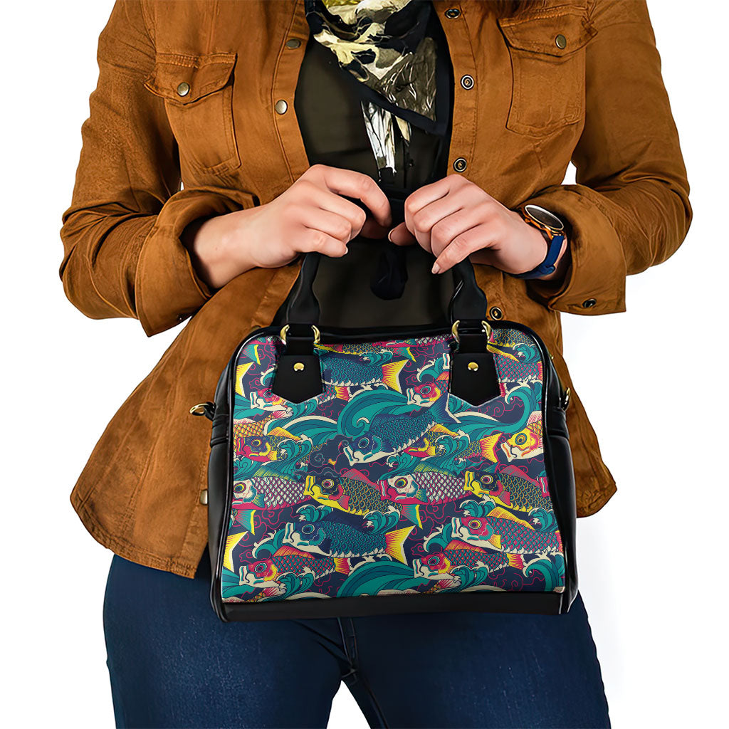 Japan Koinobori Shoulder Handbag Japanese Koi Flag Waves Pattern