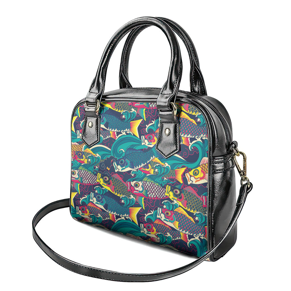 Japan Koinobori Shoulder Handbag Japanese Koi Flag Waves Pattern
