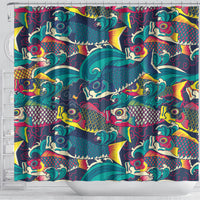 Japan Koinobori Shower Curtain Japanese Koi Flag Waves Pattern