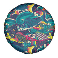 Japan Koinobori Spare Tire Cover Japanese Koi Flag Waves Pattern