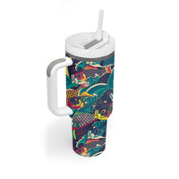 Japan Koinobori Tumbler With Handle Japanese Koi Flag Waves Pattern