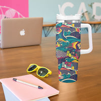 Japan Koinobori Tumbler With Handle Japanese Koi Flag Waves Pattern