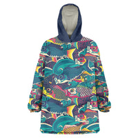 Japan Koinobori Wearable Blanket Hoodie Japanese Koi Flag Waves Pattern
