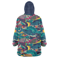 Japan Koinobori Wearable Blanket Hoodie Japanese Koi Flag Waves Pattern