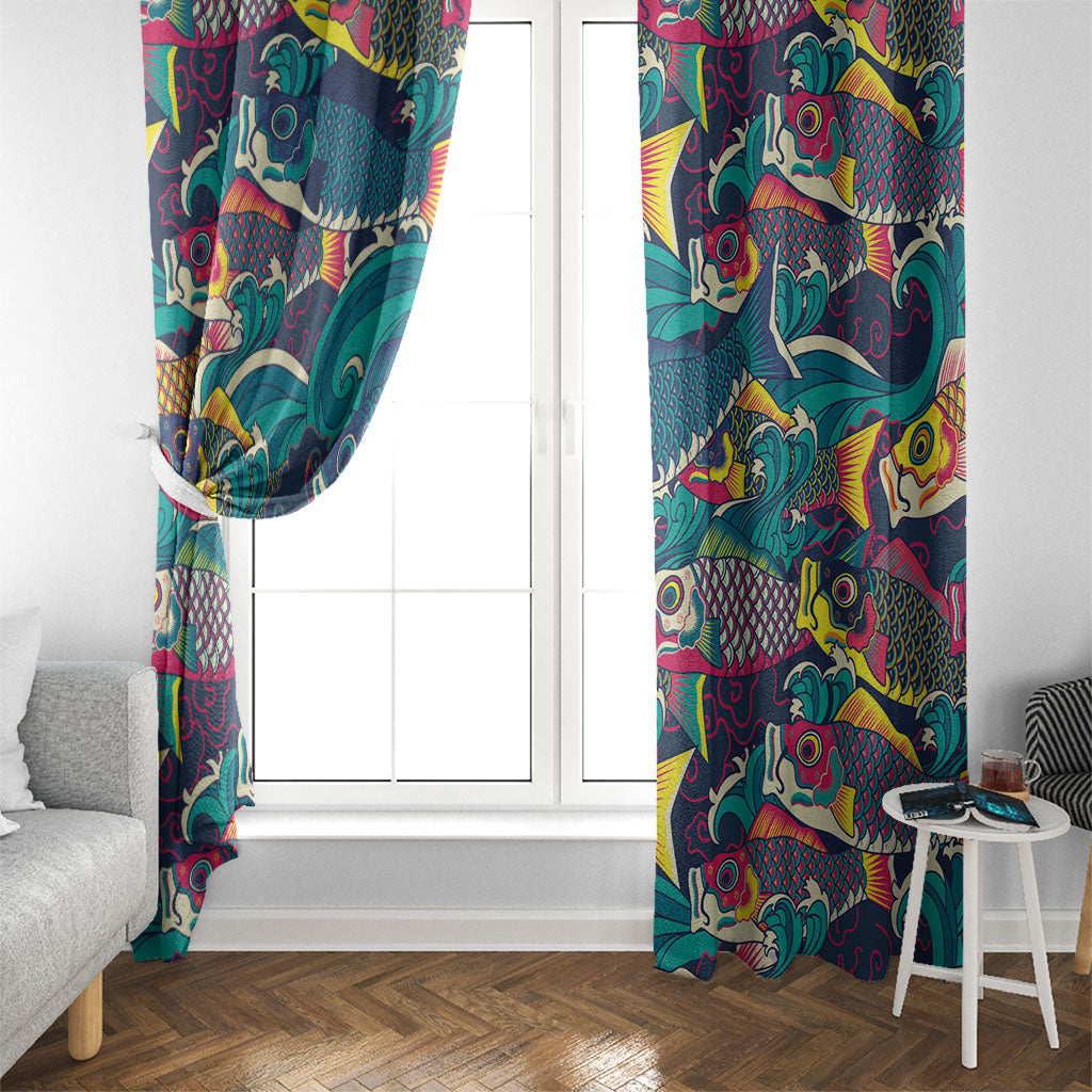 Japan Koinobori Window Curtain Japanese Koi Flag Waves Pattern