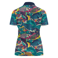 Japan Koinobori Women Polo Shirt Japanese Koi Flag Waves Pattern
