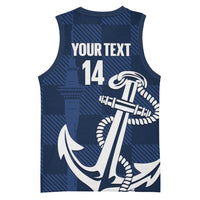New Zealand Auckland Football Custom Basketball Jersey Navy Blue City Anchor Sky Tower Symbol LT14 - Polynesian Pride