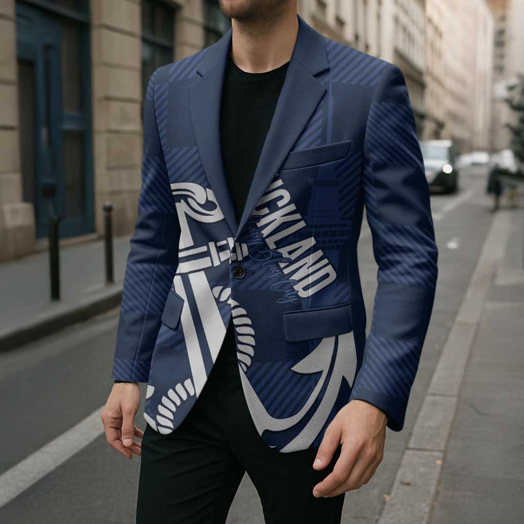 New Zealand Auckland Football Custom Blazer Navy Blue City Anchor Sky Tower Symbol LT14 - Polynesian Pride