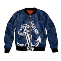 New Zealand Auckland Football Custom Bomber Jacket Navy Blue City Anchor Sky Tower Symbol LT14 Unisex Navy Blue - Polynesian Pride