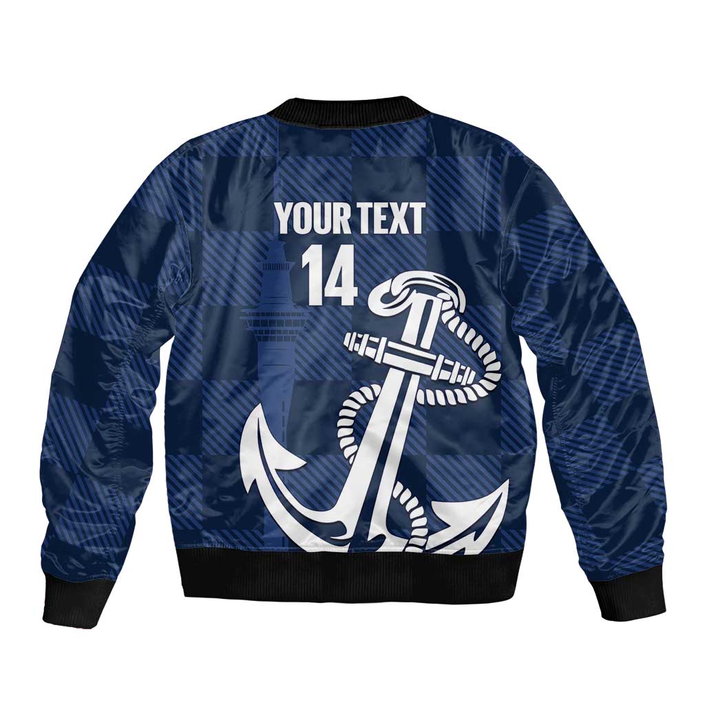 New Zealand Auckland Football Custom Bomber Jacket Navy Blue City Anchor Sky Tower Symbol LT14 - Polynesian Pride