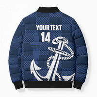 New Zealand Auckland Football Custom Bomber Puffer Jacket Navy Blue City Anchor Sky Tower Symbol LT14 - Polynesian Pride