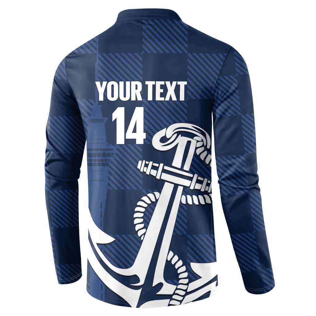 New Zealand Auckland Football Custom Button Sweatshirt Navy Blue City Anchor Sky Tower Symbol LT14 - Polynesian Pride