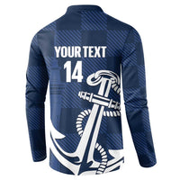 New Zealand Auckland Football Custom Button Sweatshirt Navy Blue City Anchor Sky Tower Symbol LT14 - Polynesian Pride
