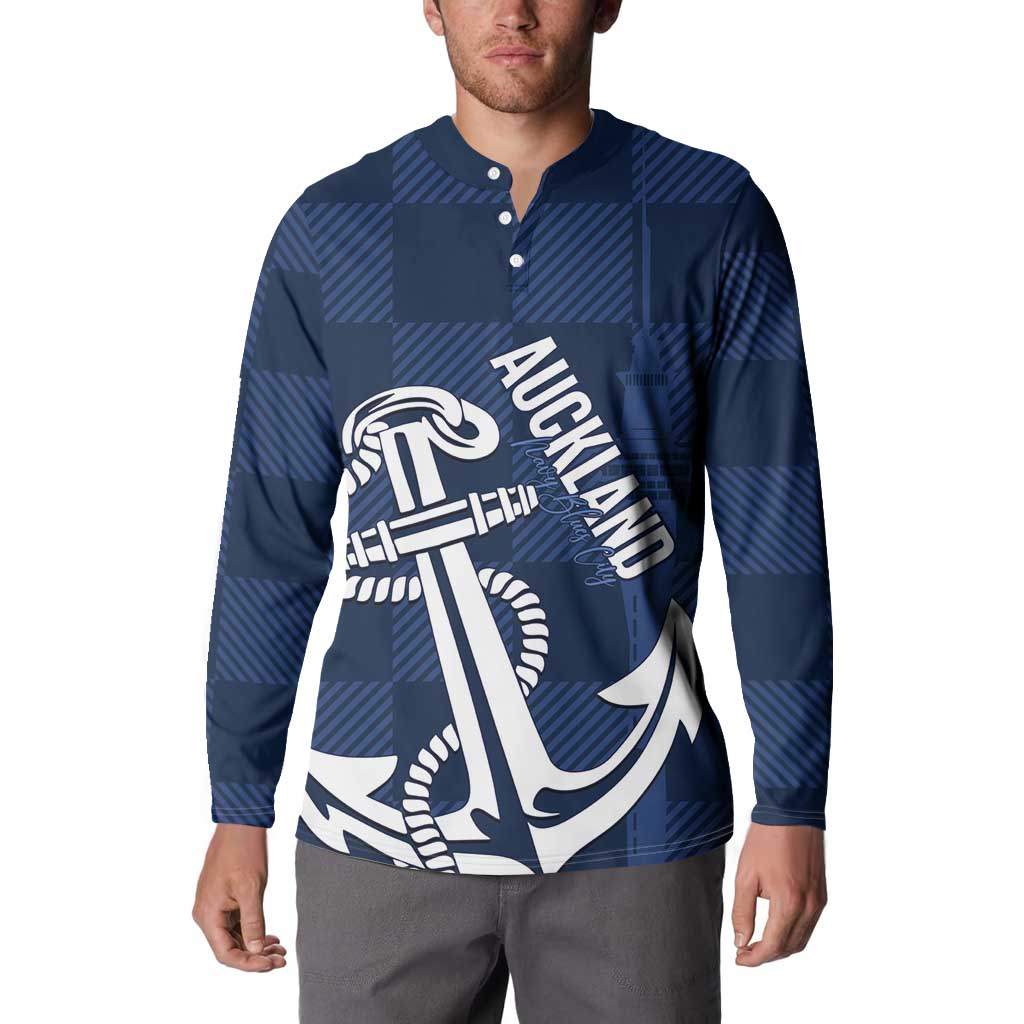 New Zealand Auckland Football Custom Button Sweatshirt Navy Blue City Anchor Sky Tower Symbol LT14 - Polynesian Pride