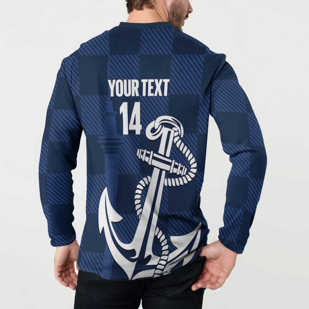 New Zealand Auckland Football Custom Button Sweatshirt Navy Blue City Anchor Sky Tower Symbol LT14 - Polynesian Pride