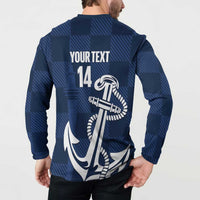 New Zealand Auckland Football Custom Button Sweatshirt Navy Blue City Anchor Sky Tower Symbol LT14 - Polynesian Pride