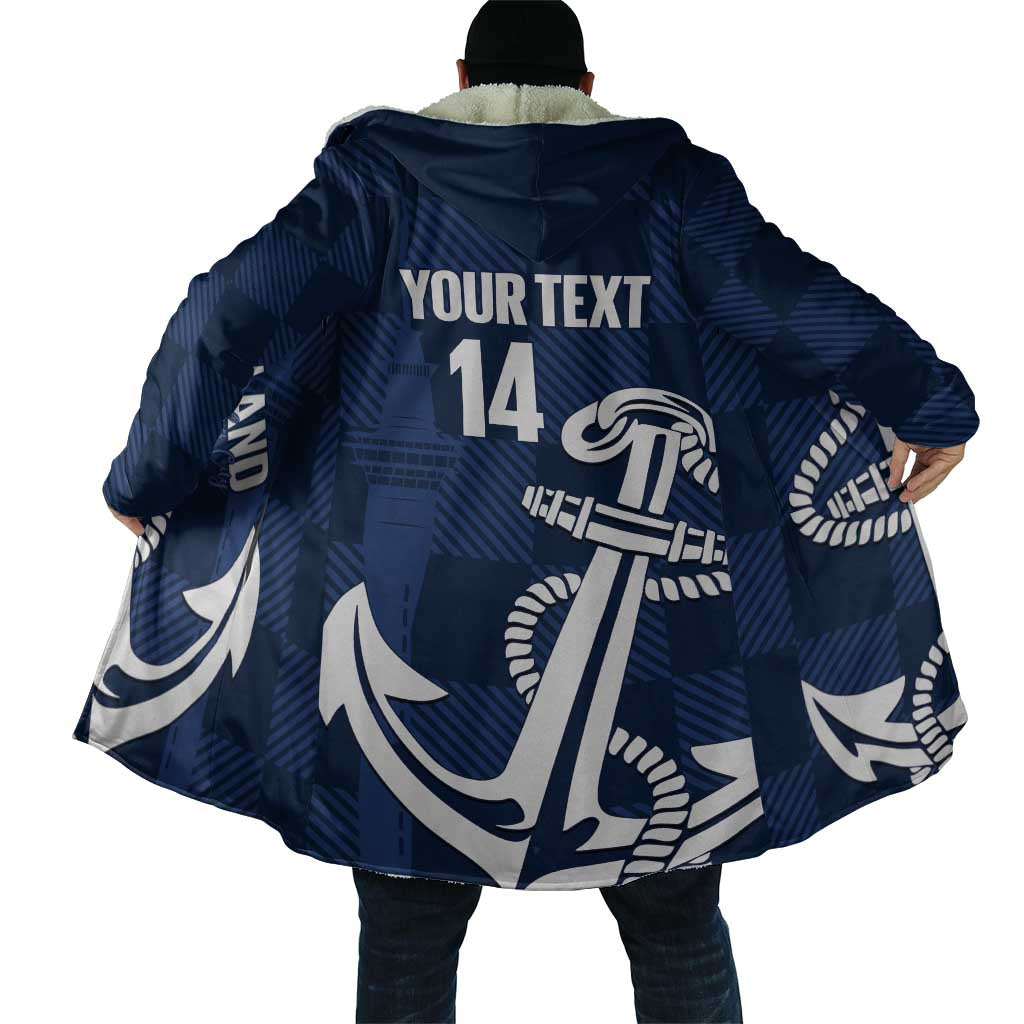 New Zealand Auckland Football Custom Cloak Navy Blue City Anchor Sky Tower Symbol - Polynesian Pride