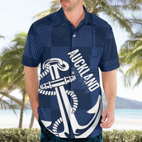 New Zealand Auckland Football Custom Hawaiian Shirt Navy Blue City Anchor Sky Tower Symbol LT14 - Polynesian Pride