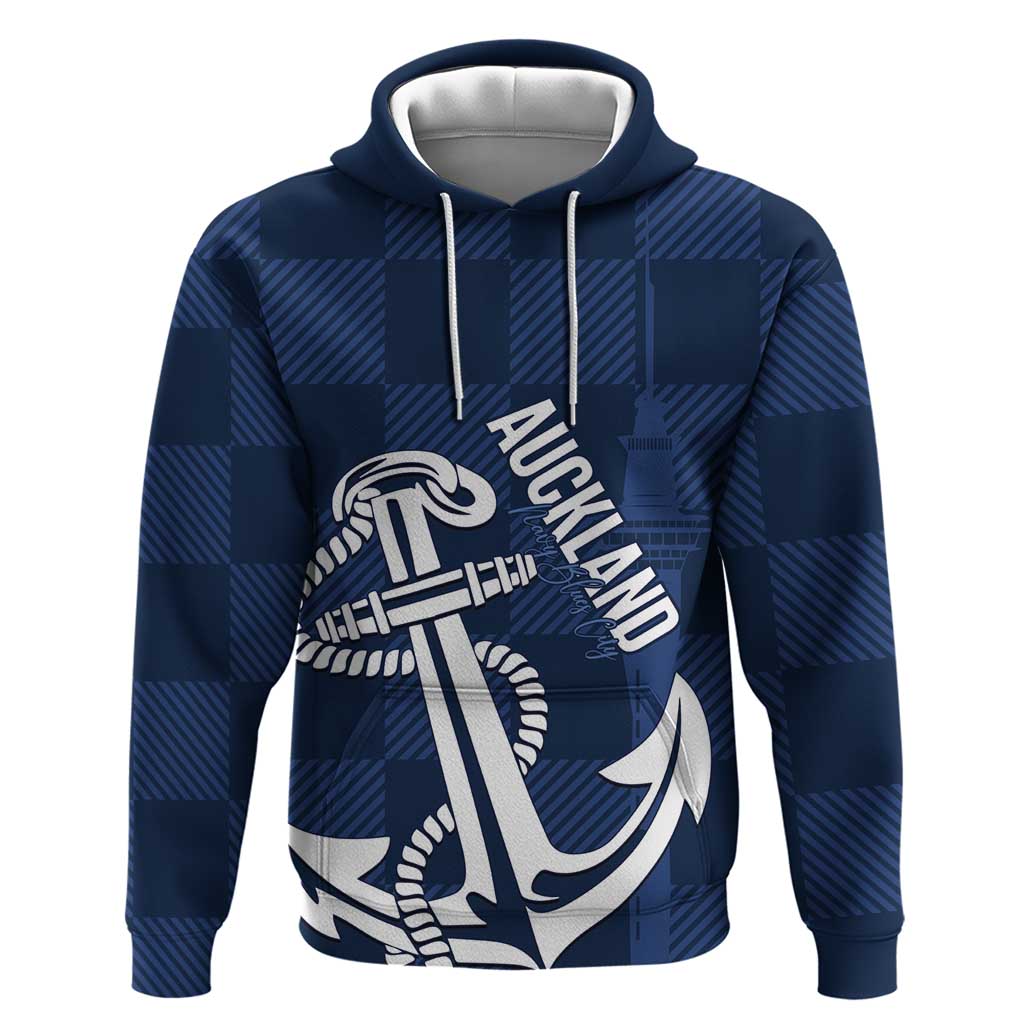 New Zealand Auckland Football Custom Hoodie Navy Blue City Anchor Sky Tower Symbol LT14 Pullover Hoodie Navy Blue - Polynesian Pride