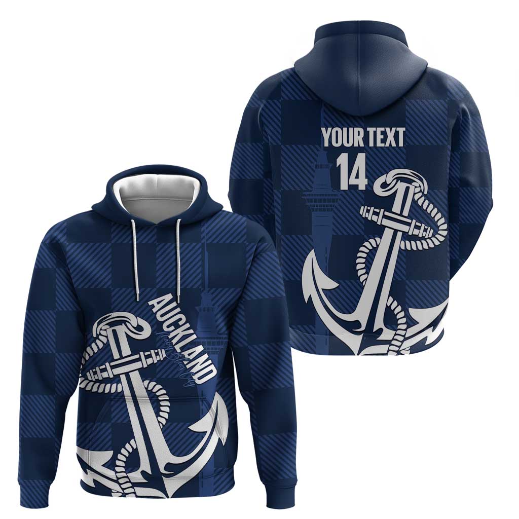 New Zealand Auckland Football Custom Hoodie Navy Blue City Anchor Sky Tower Symbol LT14 - Polynesian Pride