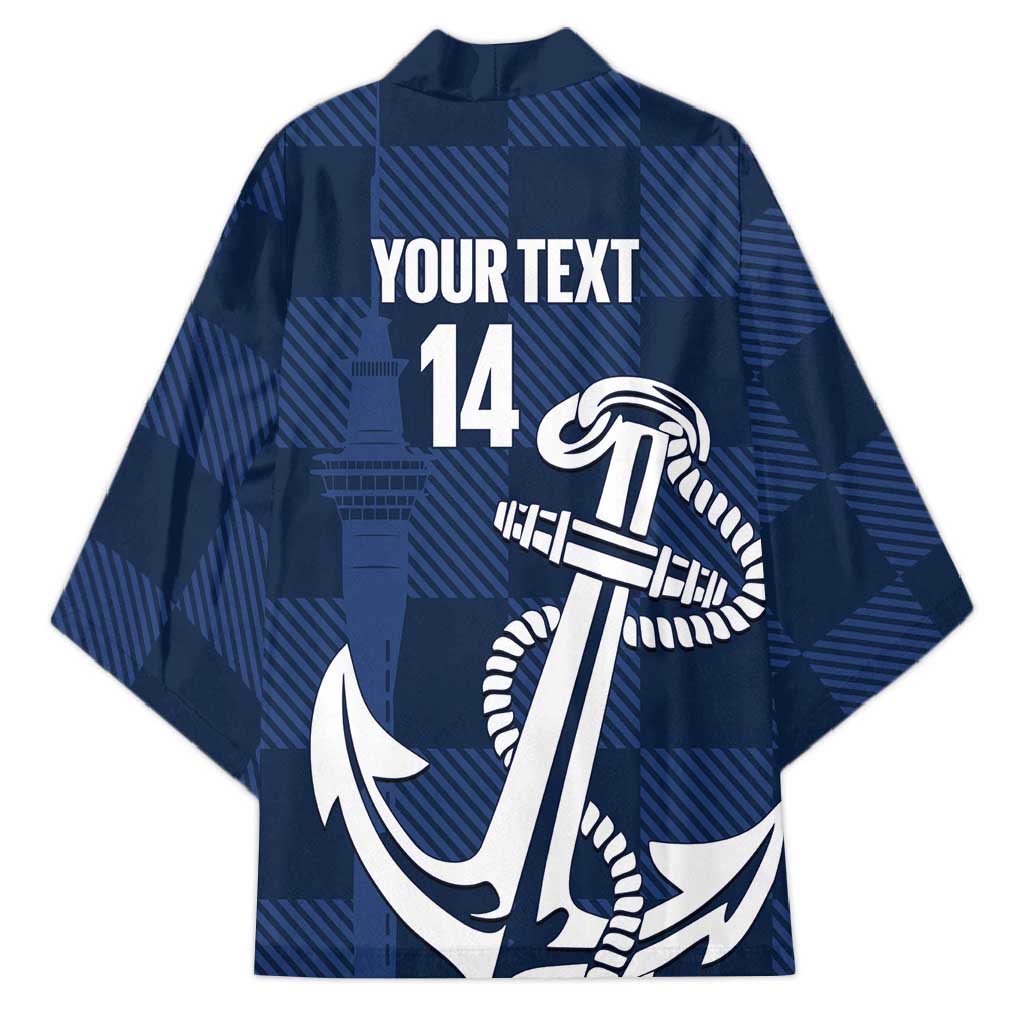 New Zealand Auckland Football Custom Kimono Navy Blue City Anchor Sky Tower Symbol LT14 - Polynesian Pride