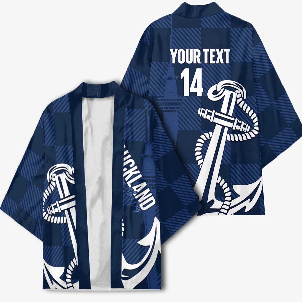 New Zealand Auckland Football Custom Kimono Navy Blue City Anchor Sky Tower Symbol LT14 - Polynesian Pride