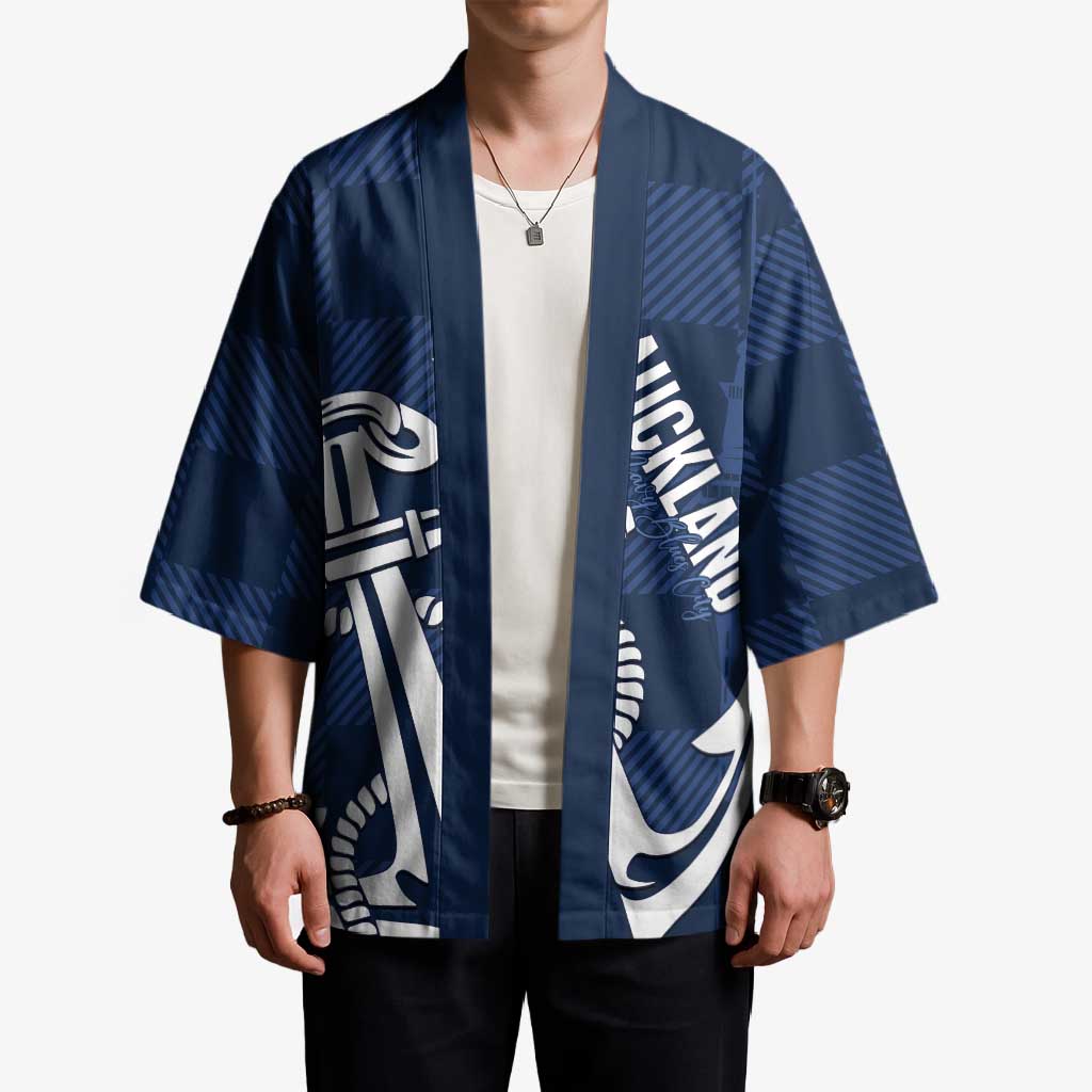 New Zealand Auckland Football Custom Kimono Navy Blue City Anchor Sky Tower Symbol LT14 - Polynesian Pride