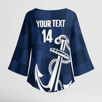 New Zealand Auckland Football Custom Kimono Sleeve Blouse Navy Blue City Anchor Sky Tower Symbol LT14 - Polynesian Pride